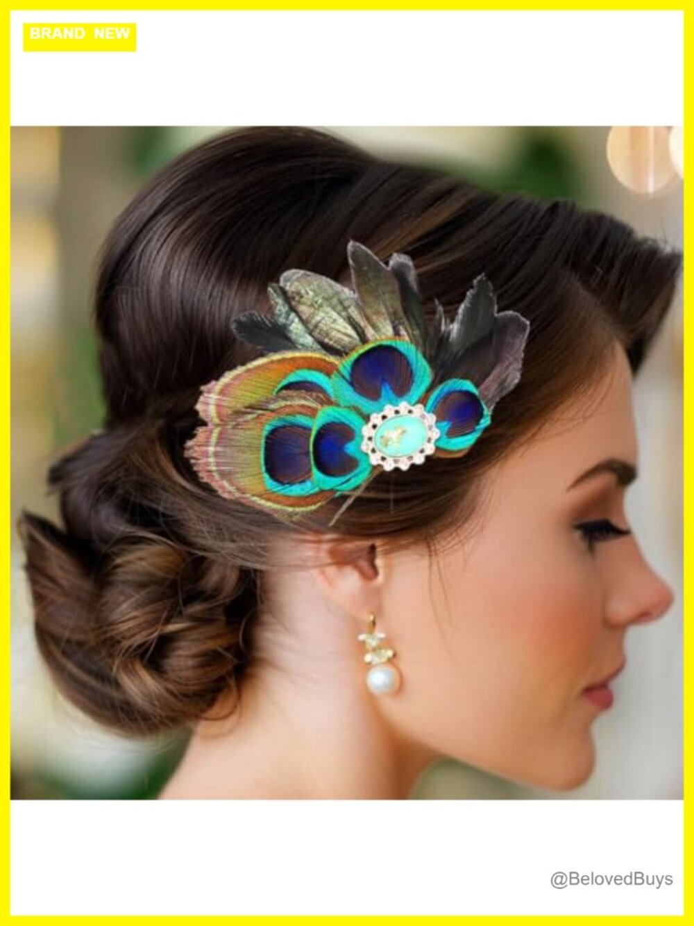 1920s Flapper Headband Peacock Feather Hair Clip Fascinator
